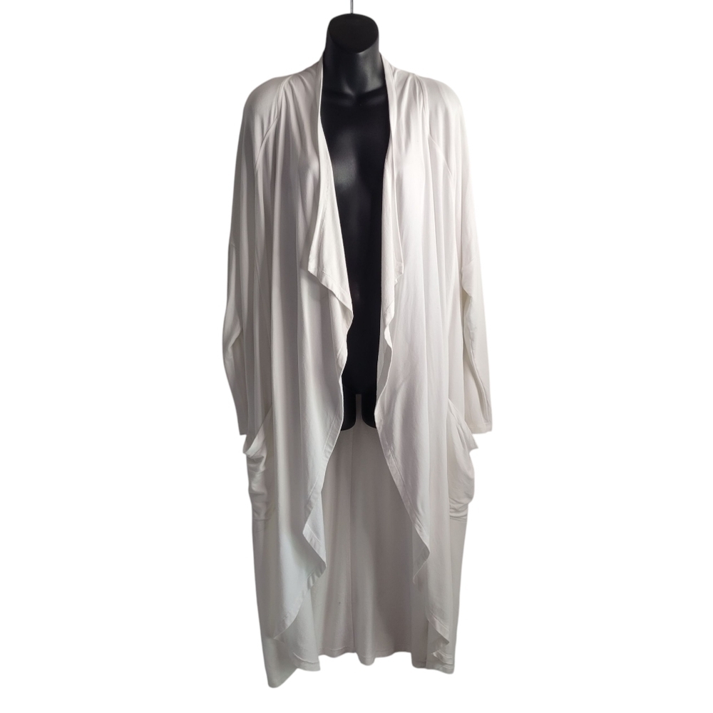 Lightweight White Draped Women's Robe Cardigan